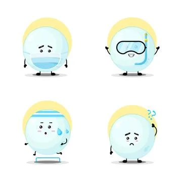 Cute bubble character set collection Stock Illustration