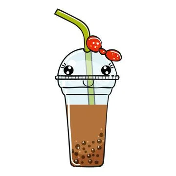 Cute bubble tea character in cartoon style. Vector illustration. Stock Illustration