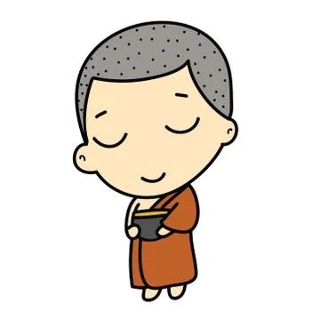 Cute buddhist monk Stock Illustration