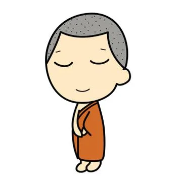 Cute buddhist monk Stock Illustration