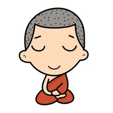Cute buddhist monk Stock Illustration