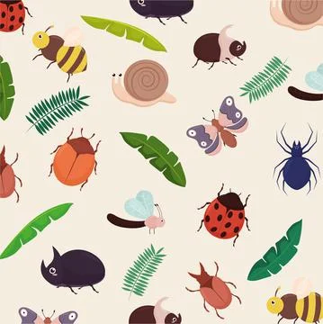 Cute bugs pattern Illustrazione stock