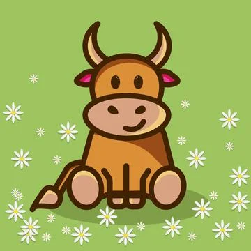 Cute bull in the clearing Stock Illustration
