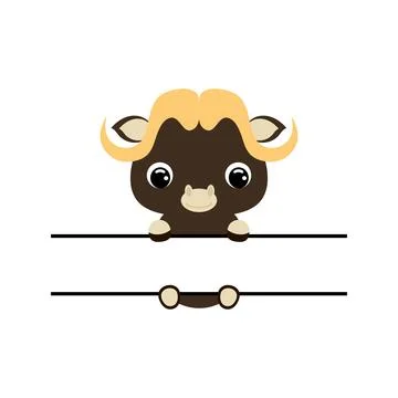 Cute bull split monogram. Funny cartoon character for shirt, scrapbooking Stock Illustration