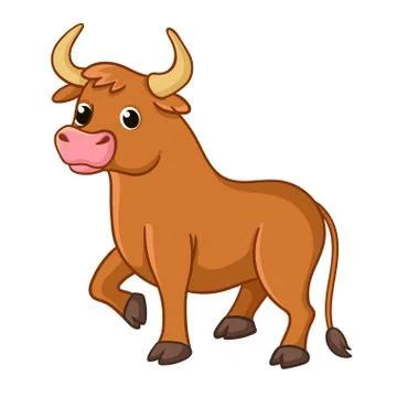 Cute bull on a white background. Vector illustration Illustrazione stock