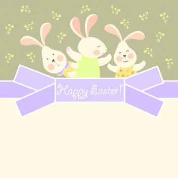 Cute bunnies celebrating Easter Stock Illustration