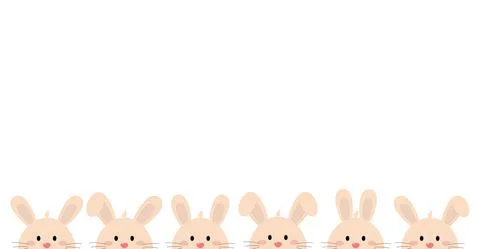 Cute bunnies ears for Happy Easter. Cute rabbit ears in a row. Illustrazione stock