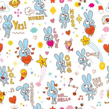 Cute bunnies seamless pattern Illustrazione stock
