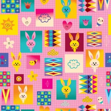 Cute bunnies seamless pattern Illustrazione stock