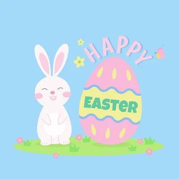 Cute bunny and easter egg Stock Illustration
