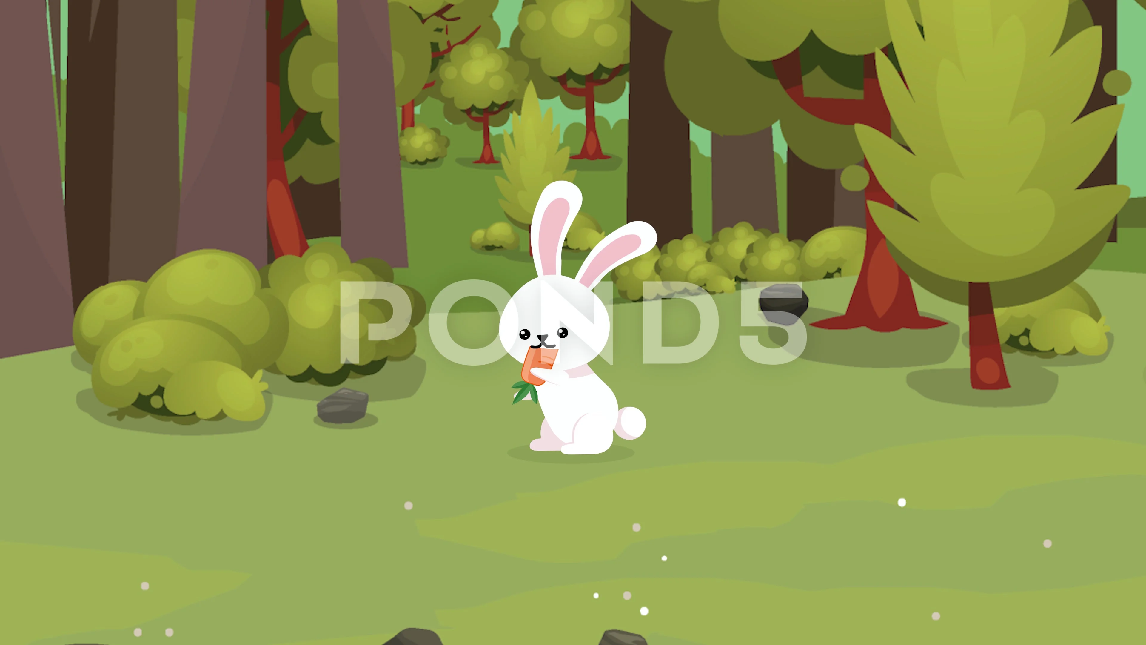 Cute Bunny Animation Eating a carrot in ... | Stock Video | Pond5
