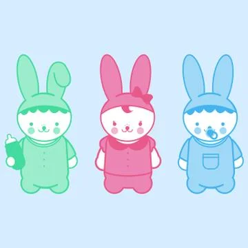 Cute bunny babies. Vector illustration Stock Illustration