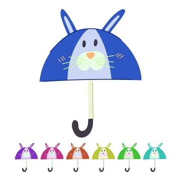 Cute bunny character umbrella creating a playful design graphic Stock Illustration