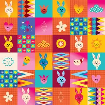 Cute bunny characters seamless pattern イラスト素材
