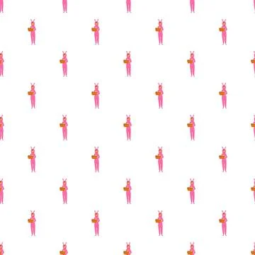 Cute bunny costume pattern with easter eggs basket Иллюстрация