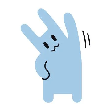 Cute bunny doing exercises or greets, concept of sport and healthy lifestyl.. Stock Illustration