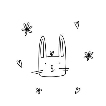 Cute bunny, doodle Stock Illustration
