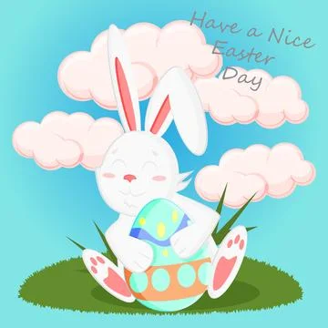 Cute bunny for easter day for your postcard Stock Illustration