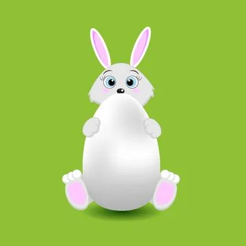 Cute bunny with easter egg Stock Illustration