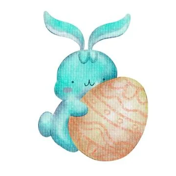 Cute bunny with easter egg  Stock Illustration