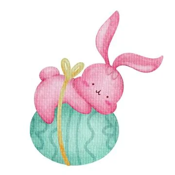 Cute bunny with easter egg  Stock Illustration