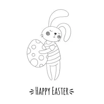 Cute bunny with easter egg.Vector illustration. Stock Illustration