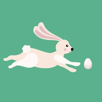 Cute Bunny Easter hunting for an egg. Cartoon funny Easter Rabbit, illustration Stock Illustration