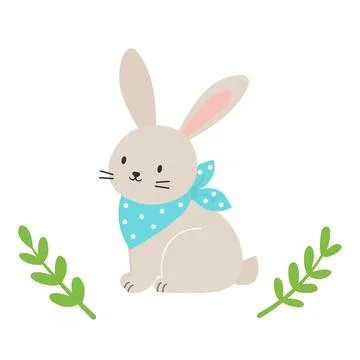 Cute bunny. Easter illustration. Flat vector illustration Stock Illustration