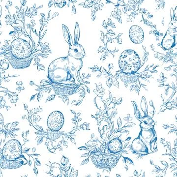 Cute Bunny Embroidery Pattern, Easter Rabbit Hand Embroidery Stock Illustration