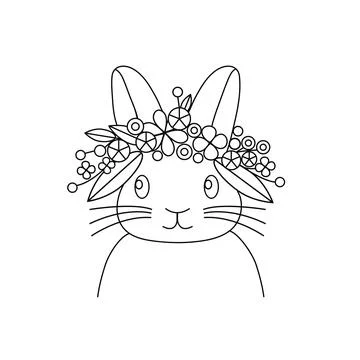 Cute Bunny Embroidery Pattern, Easter Rabbit Hand Embroidery 02 Stock Illustration