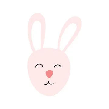 Cute bunny face in cartoon flat style isolated on white background. Easter Stockillustratie