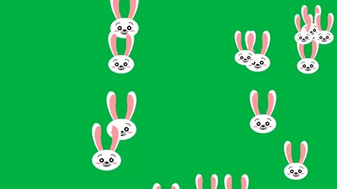 Cute bunny face floating from left to right side animation on green screen Stock Footage 266787848
