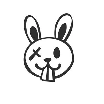 Cute Bunny Face Icon in Minimal Line Style Stock Illustration