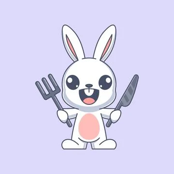 Cute bunny getting ready to eat Stock Illustration