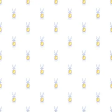 Cute bunny holding easter egg seamless pattern Stockillustratie
