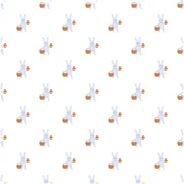 Cute bunny holding easter egg and basket pattern Stock-Illustration