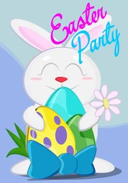 Cute bunny hugging eggs for easter celebrations Stock Illustration