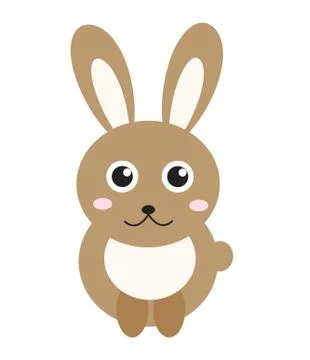 Cute bunny icon, flat style.Rabbit isolated on white background. Vector ill.. Stock Illustration