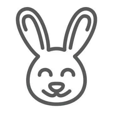 Cute Bunny line icon, easter and holiday, rabbit sign, vector graphics, a linear Stock Illustration