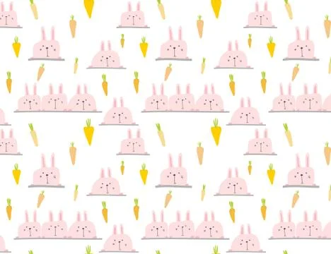 Cute bunny pattern background, Easter pattern for kids, Vector illustration. Stock Illustration