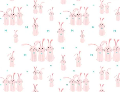 Cute bunny pattern background, Easter pattern for kids, Vector illustration. Stock Illustration