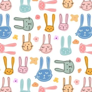 Cute Bunny Pattern Background. Vector Illustration. Stock Illustration