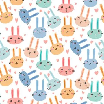 Cute Bunny Pattern Background. Vector Illustration. Stock Illustration