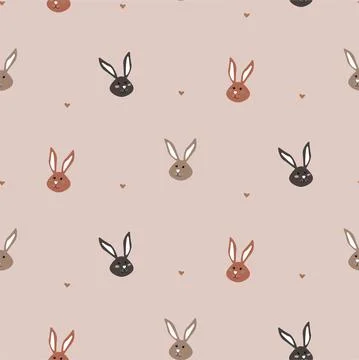Cute Bunny Pattern, Rabbit background for kids clothes design print textile Stock Illustration