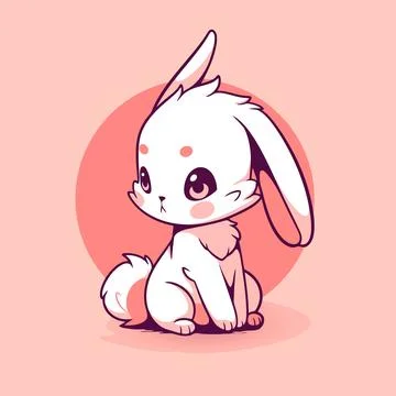 A cute bunny with a pink background. Stock Illustration