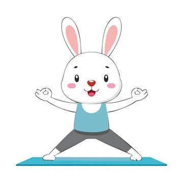 Cute bunny practicing yoga pose. Adorable bunny character doing a yoga pose.. Stock Illustration