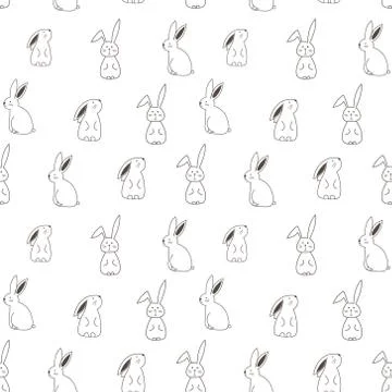 Cute bunny seamless pattern background. Vector illustration for fabric and gi Stock Illustration