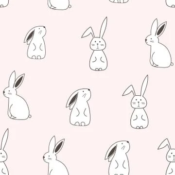 Cute bunny seamless pattern background. Vector illustration for fabric and gi Stock Illustration