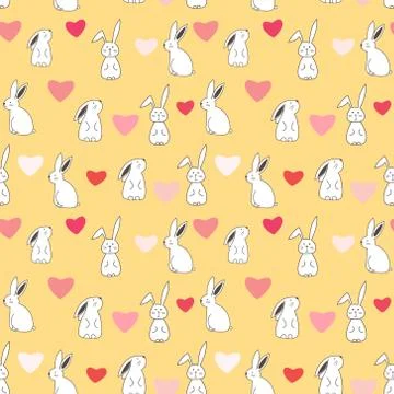 Cute bunny seamless pattern background. Vector illustration for fabric and gi Illustrazione stock