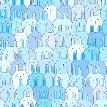 Cute bunny seamless pattern background. Vector illustration. Stock Illustration